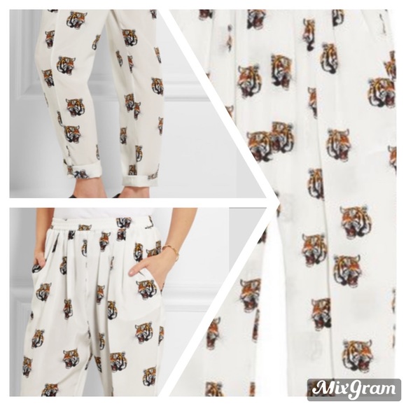 Stella McCartney Silk Tiger Print pants Euro 44
